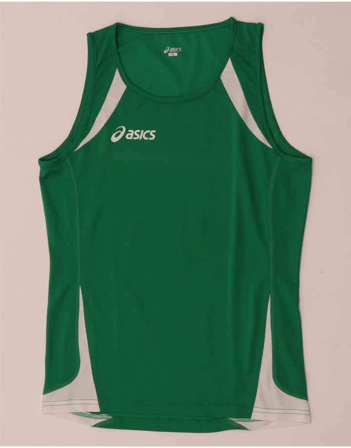 Męska kamizelka Asics z grafiką, mała, zielona, z blokami kolorów
