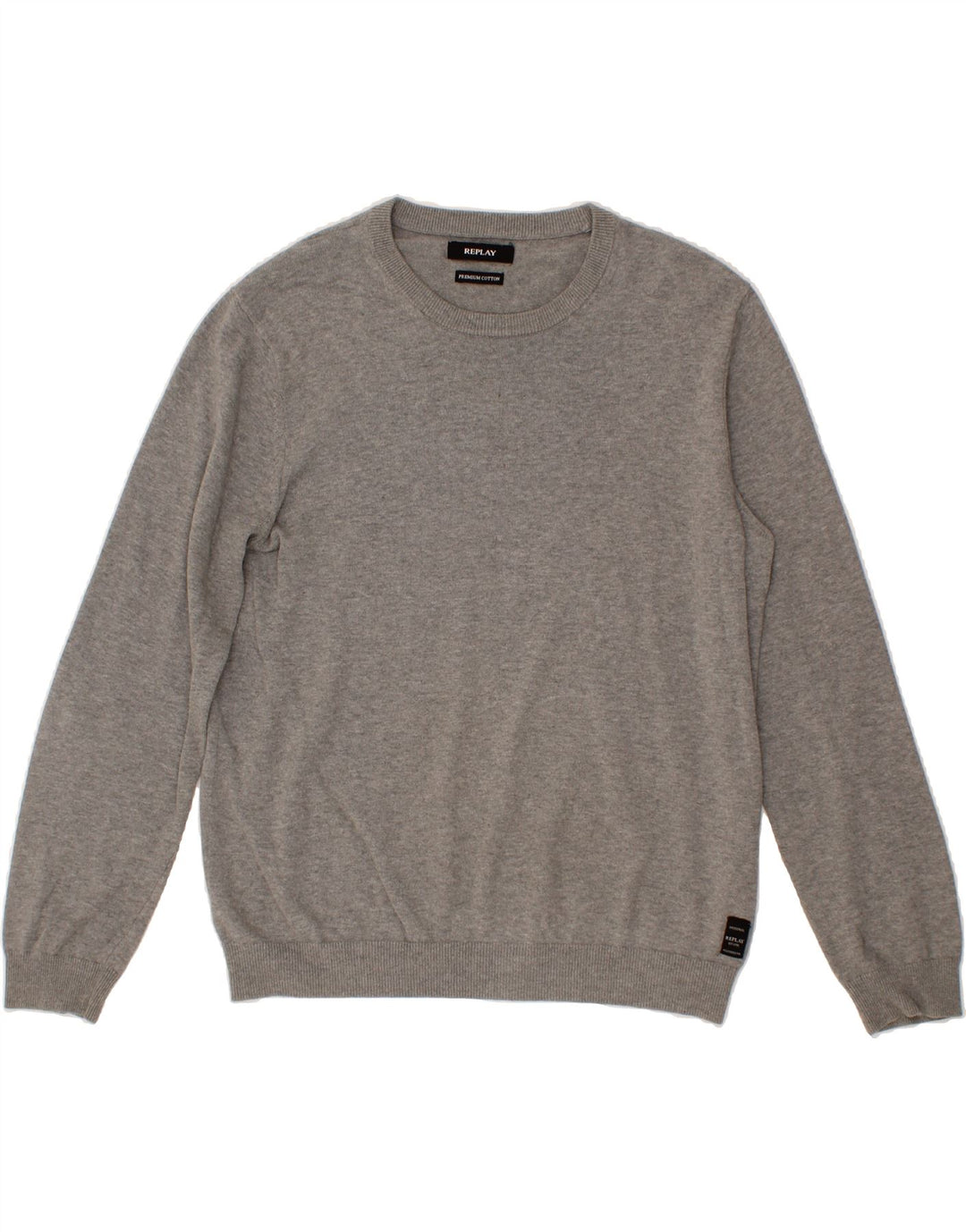 REPLAY Mens Crew Neck Jumper Sweater Medium Grey Cotton Vintage Replay and Second-Hand Replay from Messina Hembry 