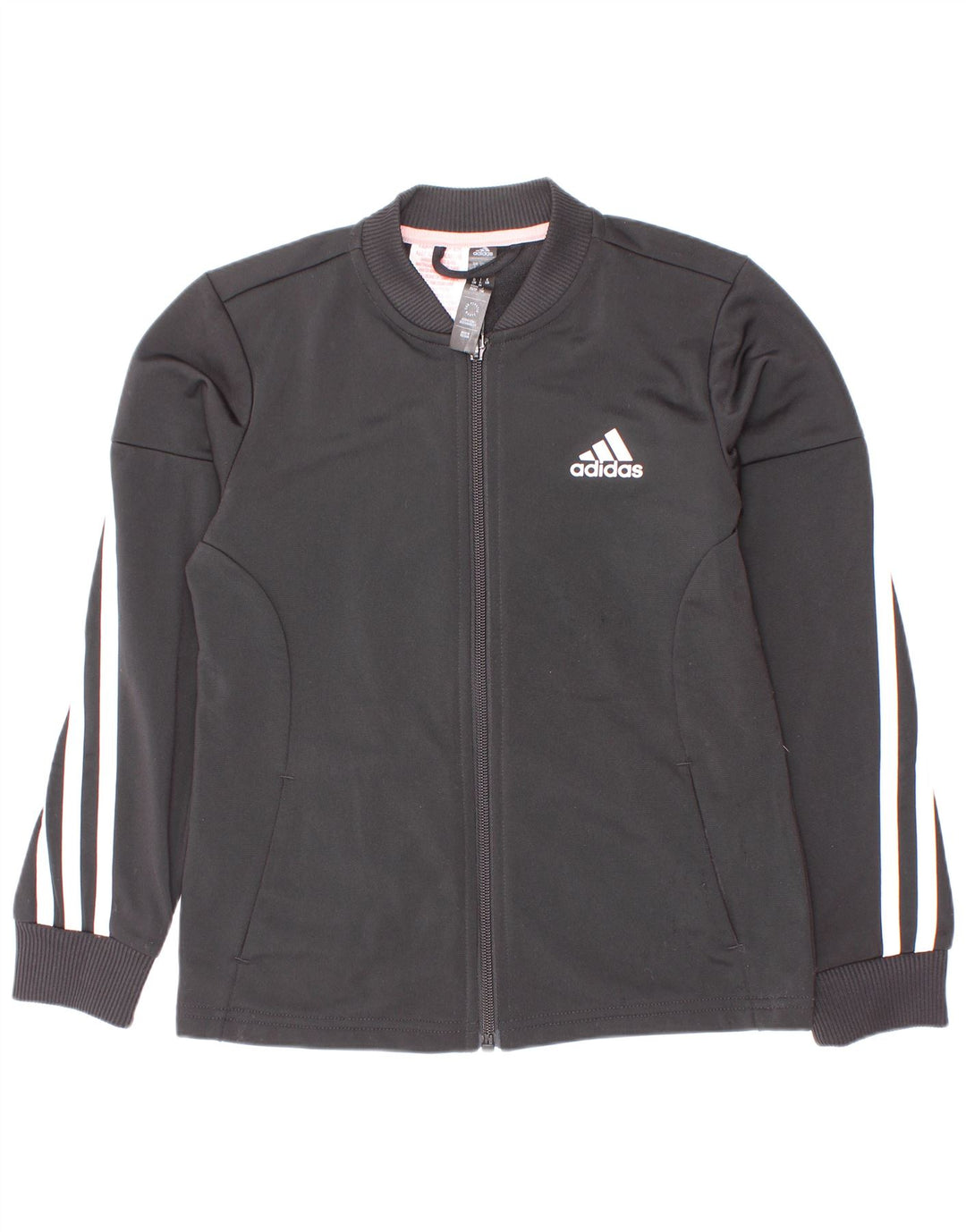 Kurtka dresowa Adidas dziewczęca 7-8 lat, czarna, poliestrowa w prążki