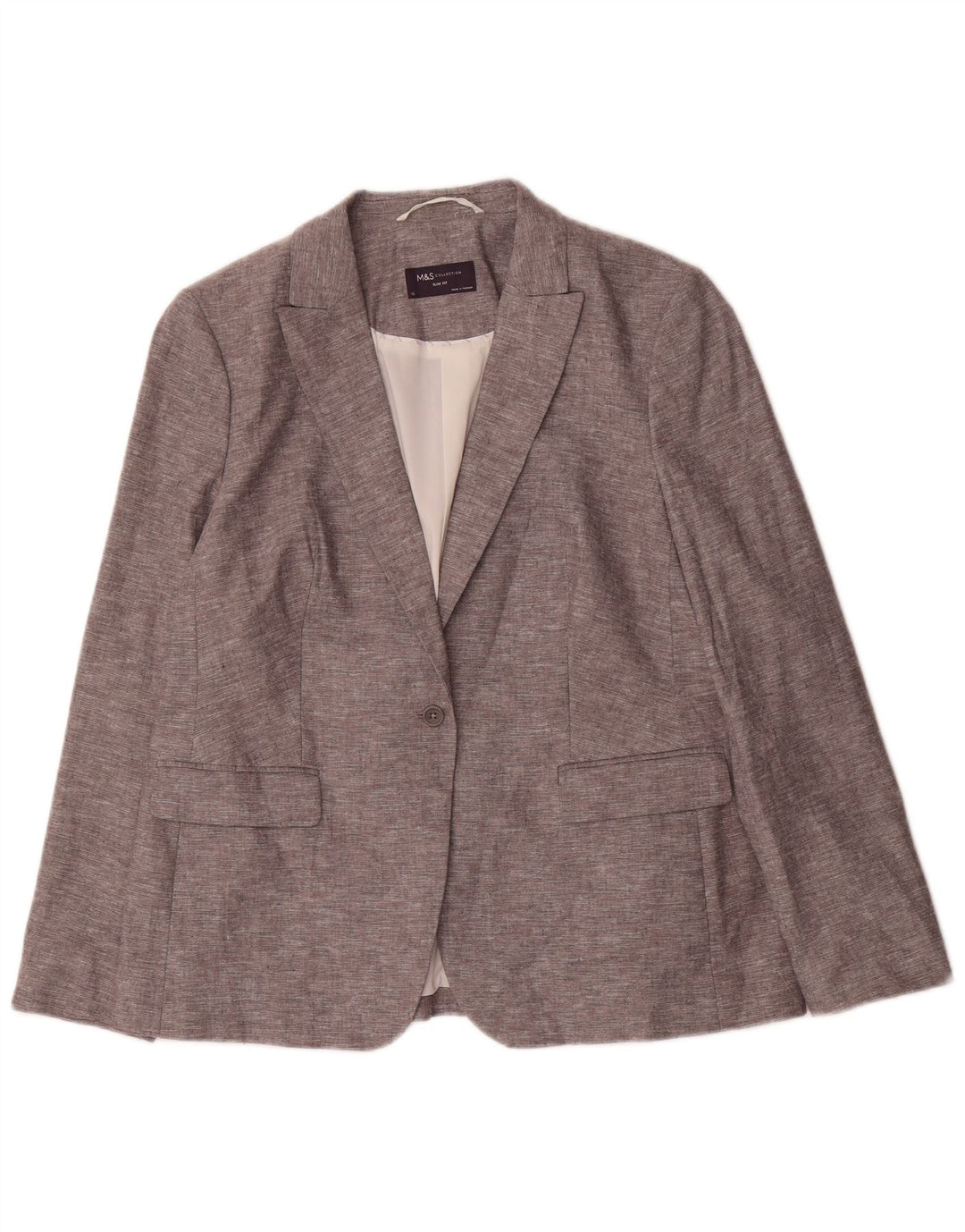 Marks & Spencer Damska marynarka slim fit zapinana na 1 guzik UK 16, duża, szara