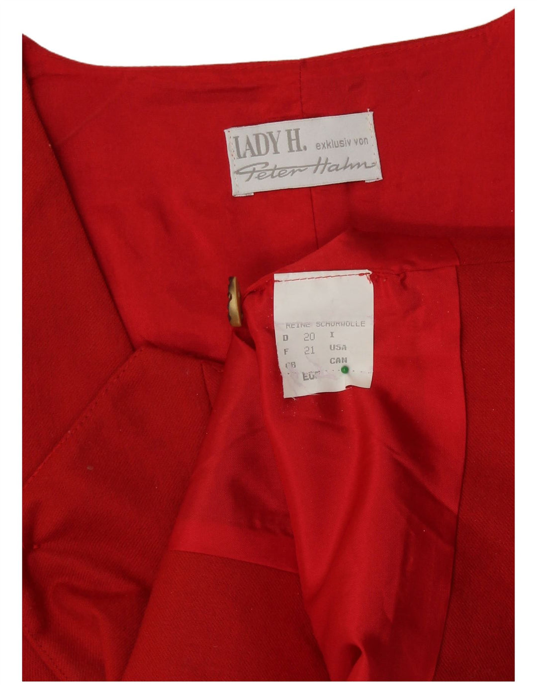 PETER HAHN Damska kamizelka typu Crop UK 20 2XL z czerwonej, kwiatowej wełny dziewiczej