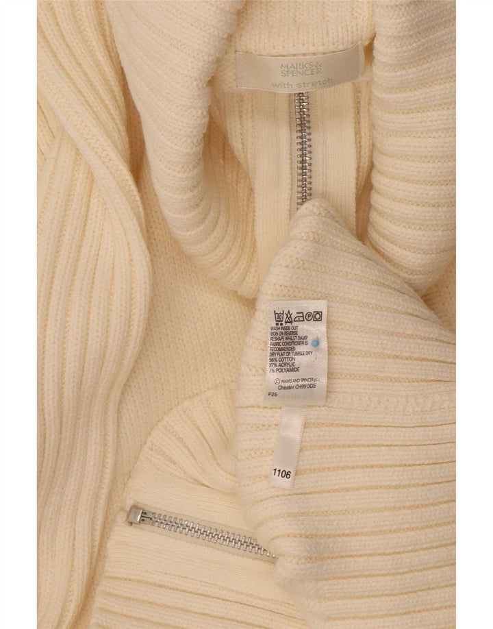 Marks & Spencer Damski sweter rozpinany z zamkiem błyskawicznym UK 16, duży w kolorze złamanej bieli