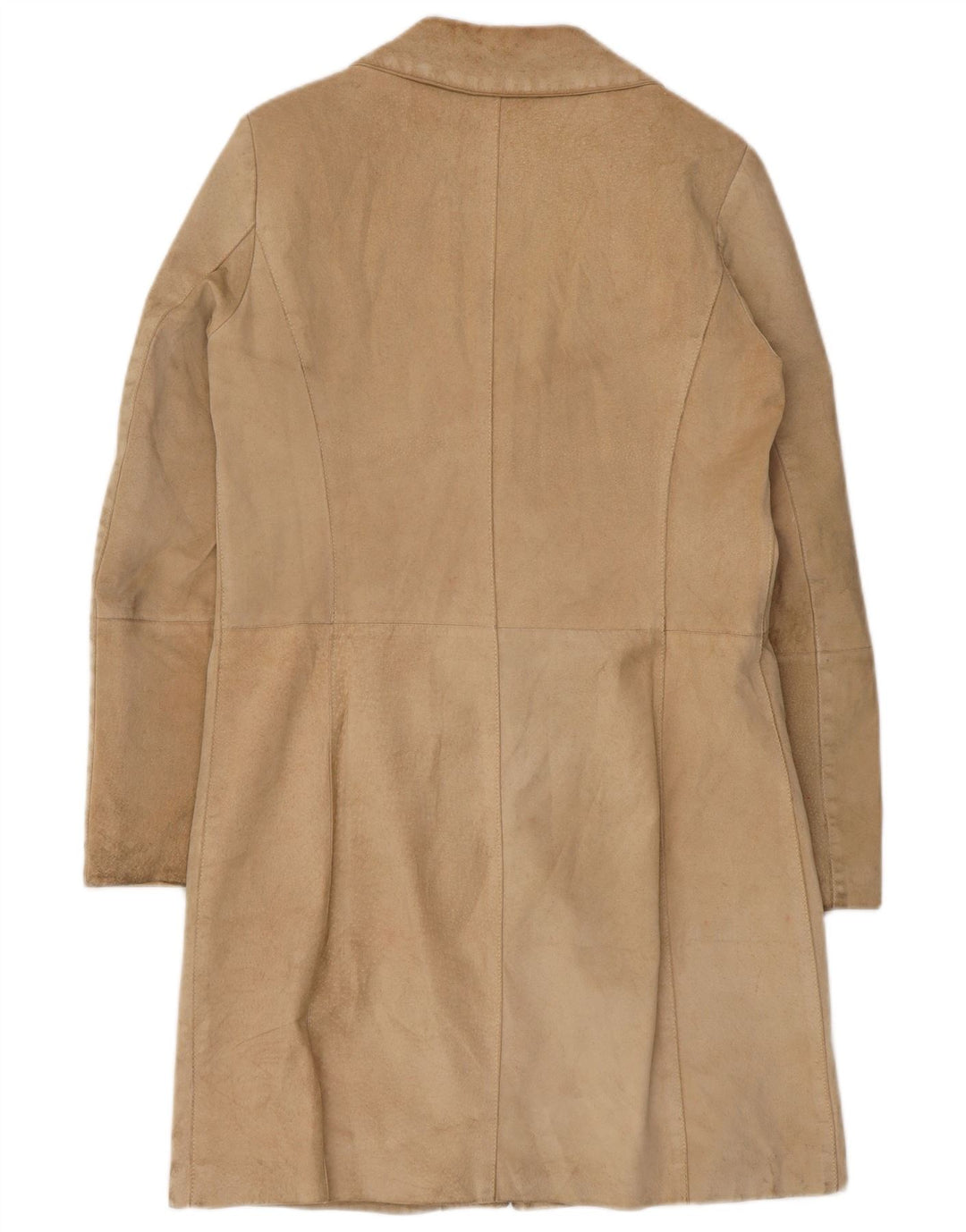 Vintage damski zamszowy płaszcz UK 10 Small Beige Leather