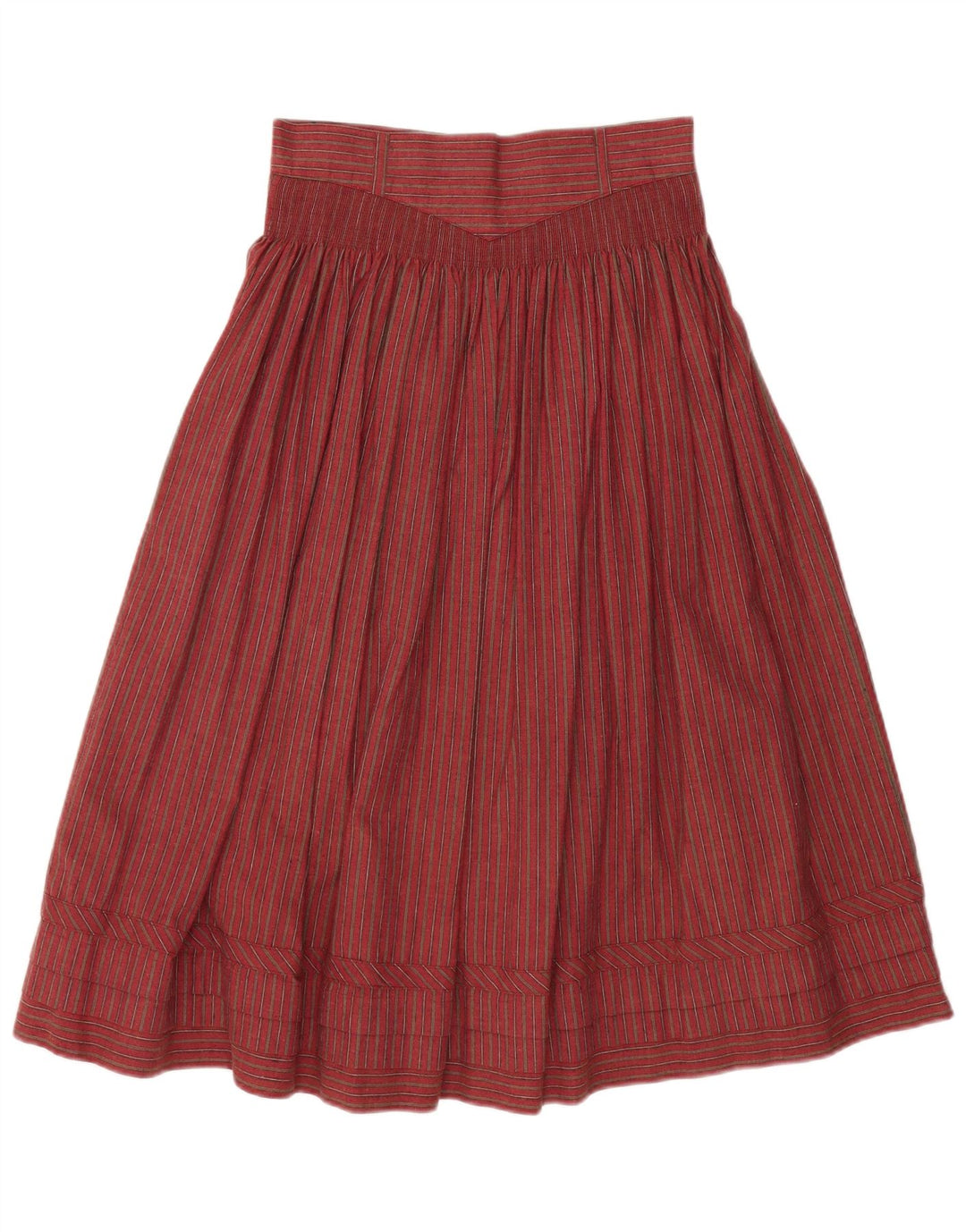 Damska spódnica w kształcie litery A z wysokim stanem VINTAGE W28 Średnio czerwona bawełna w paski