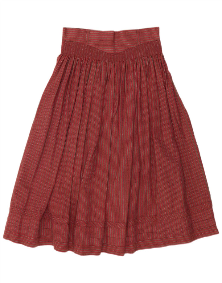 Damska spódnica w kształcie litery A z wysokim stanem VINTAGE W28 Średnio czerwona bawełna w paski