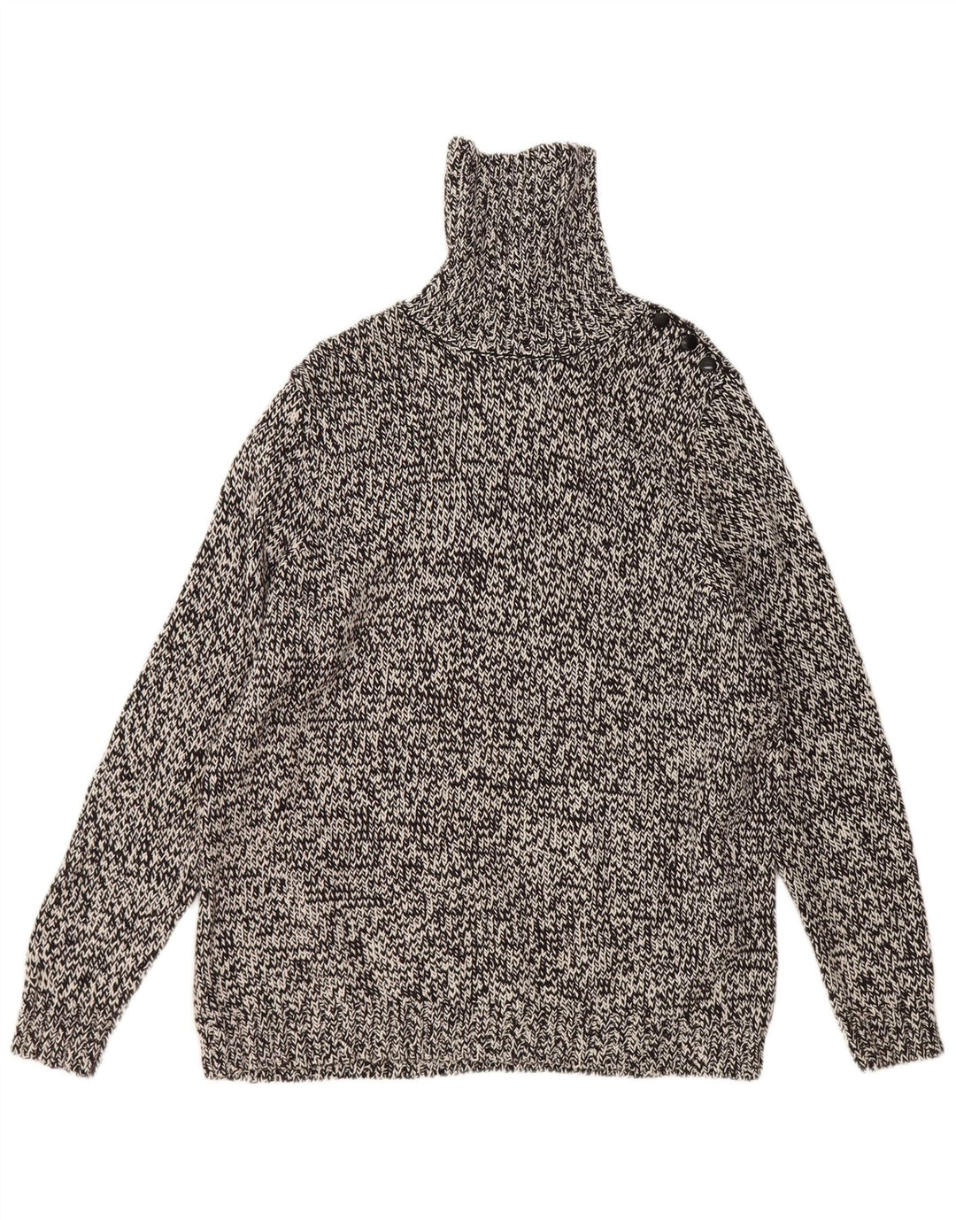 Damski sweter z wywijanym dekoltem Chaps UK 18 XL Czarna bawełniana nakrapiana