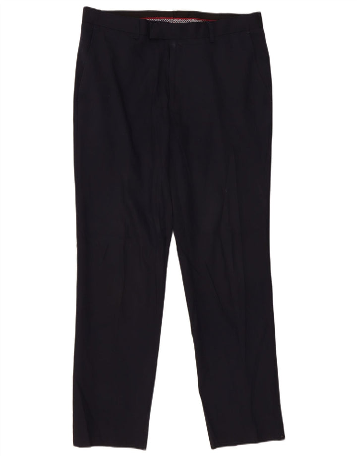 Marks & Spencer Męskie spodnie garniturowe slim fit W36 L31 Granatowo-wełniane