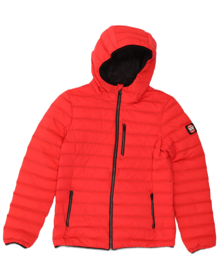 Damska wyściełana kurtka z kapturem Superdry UK 10, mała, czerwona, poliester