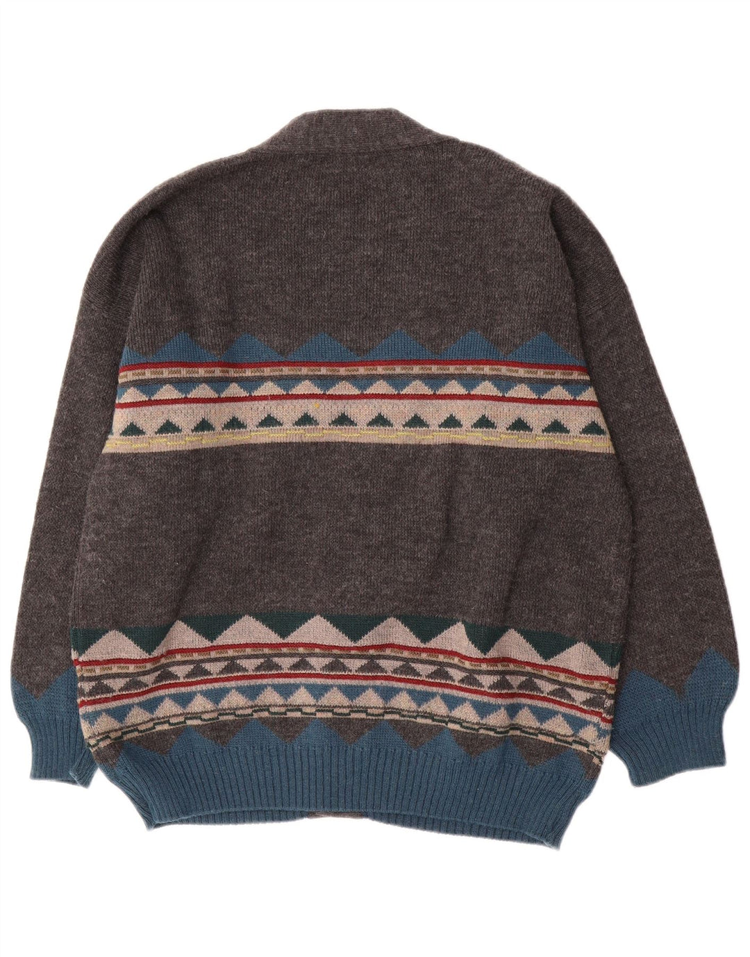 Vintage męski sweter rozpinany XL szary geometryczny