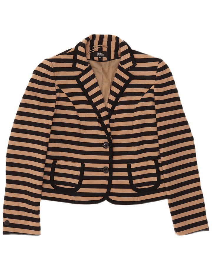 Marks & Spencer Damska marynarka typu Crop Blazer UK 10 w małe beżowe paski