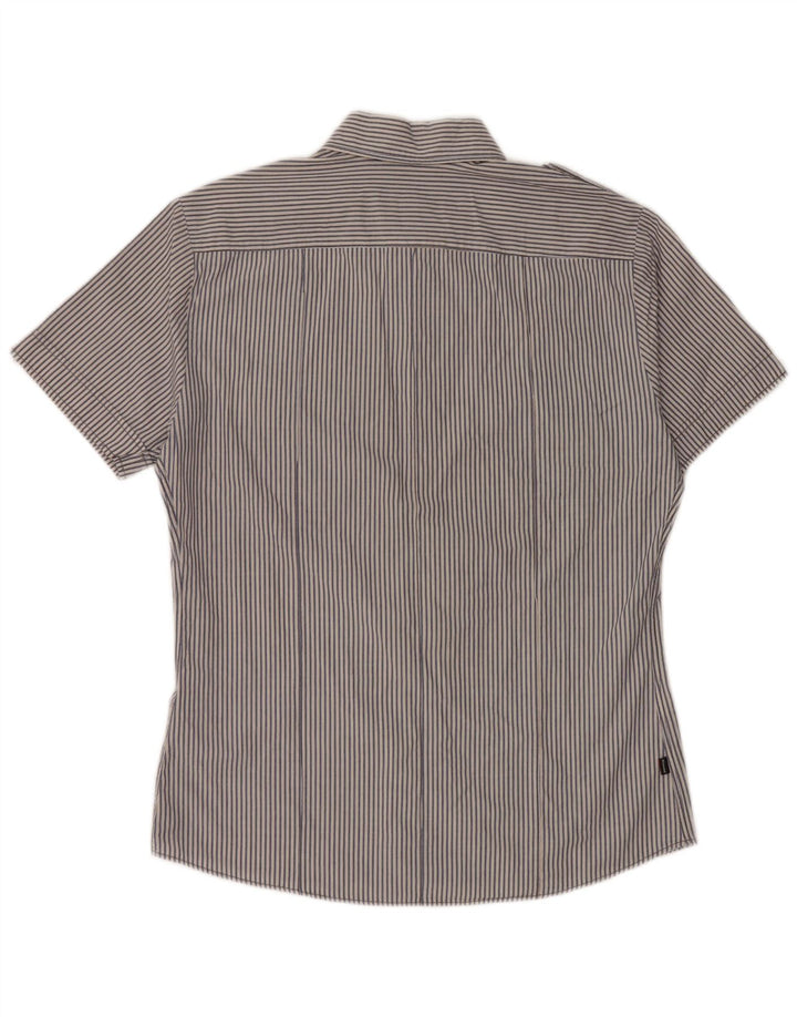 BLAUER Męska koszula wojskowa z krótkim rękawem, duża, niebieska, bawełniana w prążki