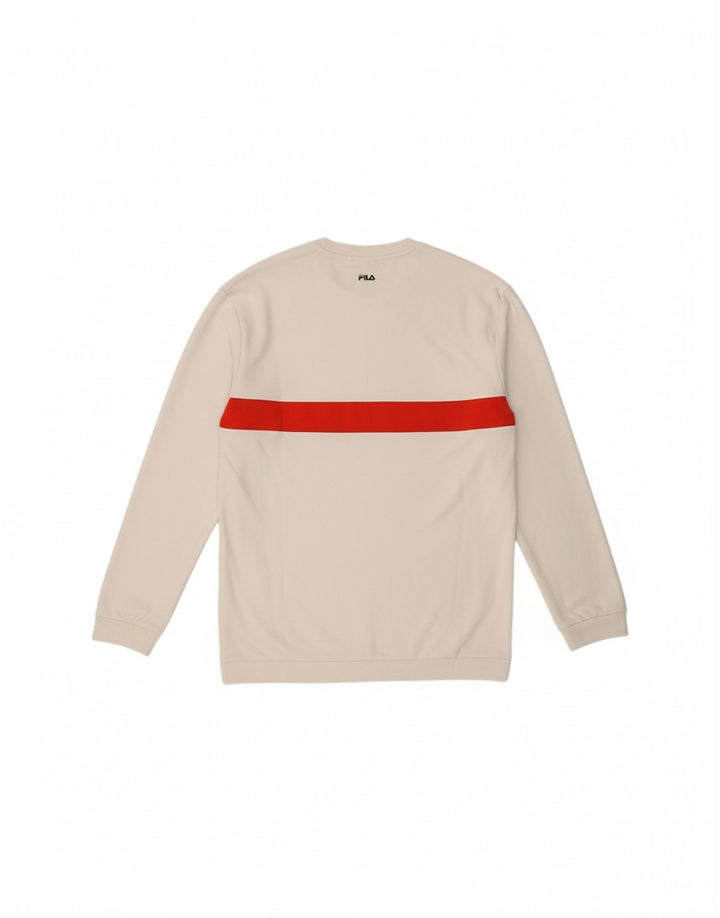 FILA Mens Graphic Sweatshirt Jumper XL White Colourblock Polyester Vintage Fila and Second-Hand Fila from Messina Hembry 
