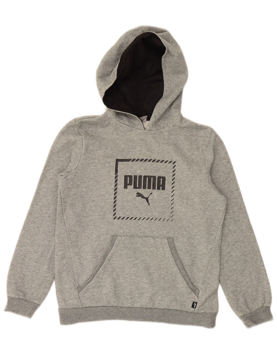 Chłopięcy sweter z kapturem i grafiką PUMA, 13-14 lat, szara bawełna