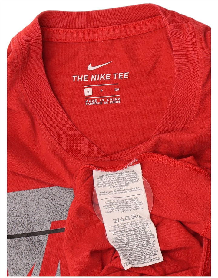 Męski T-shirt z grafiką Nike, mały, czerwony, bawełniany