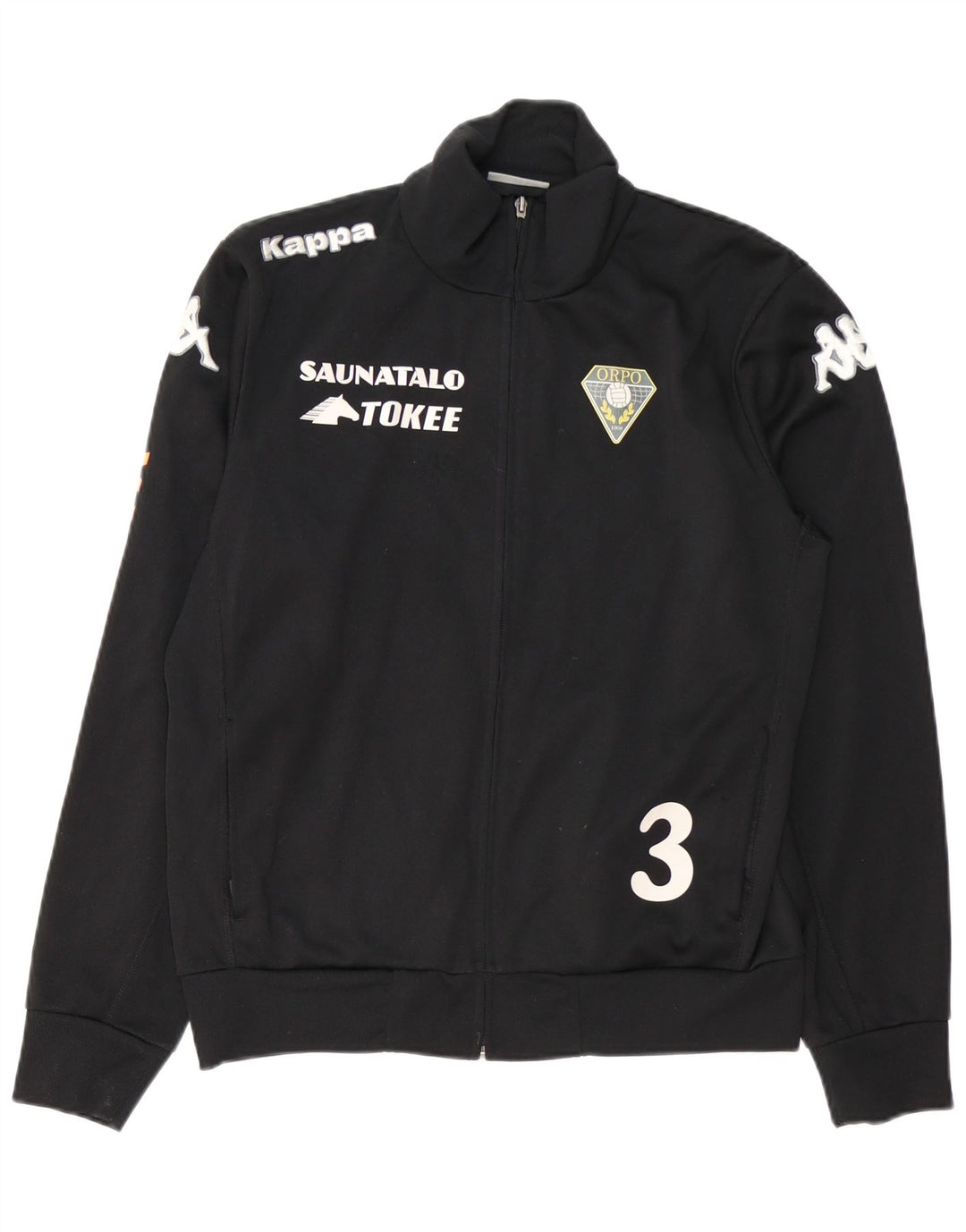 Męska kurtka dresowa KAPPA z grafiką, średni czarny poliester