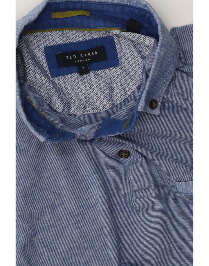 Męska koszulka polo Ted Baker, rozmiar 3, średnie niebieskie paski