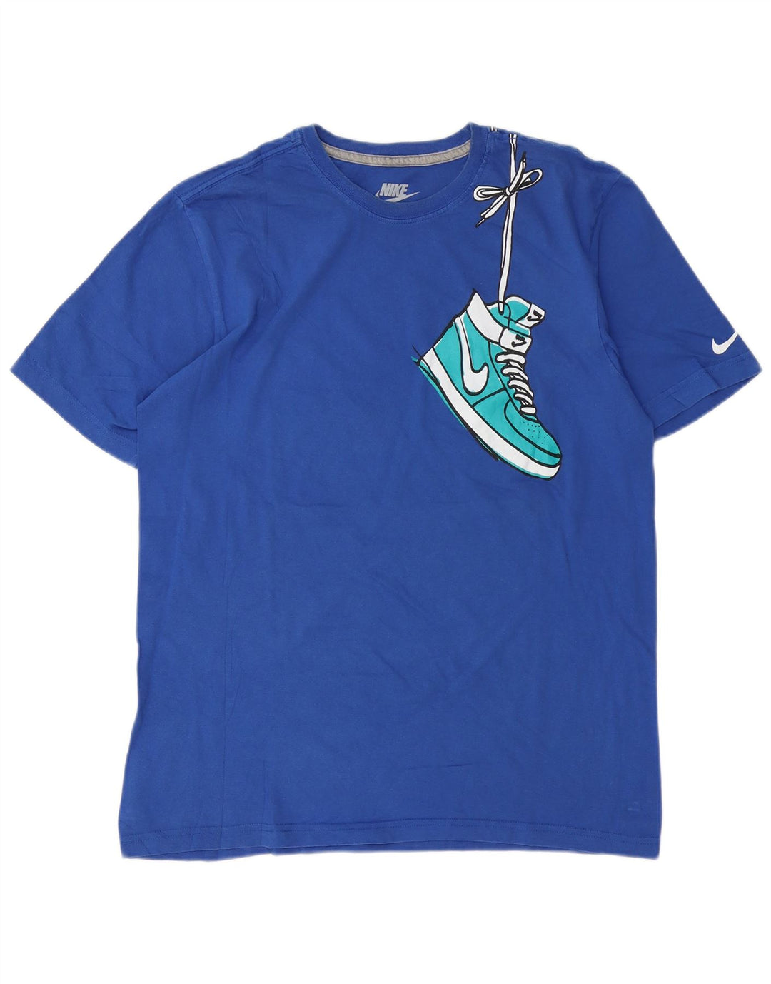 Męski T-shirt NIKE o regularnym kroju z grafiką, duży, niebieski, bawełniany