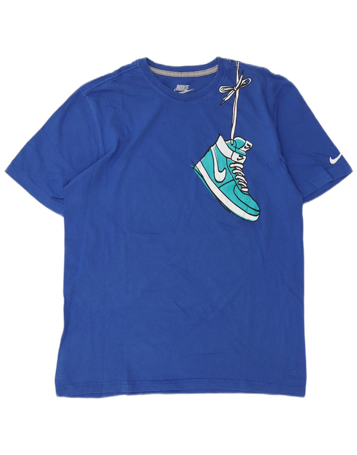 Męski T-shirt NIKE o regularnym kroju z grafiką, duży, niebieski, bawełniany