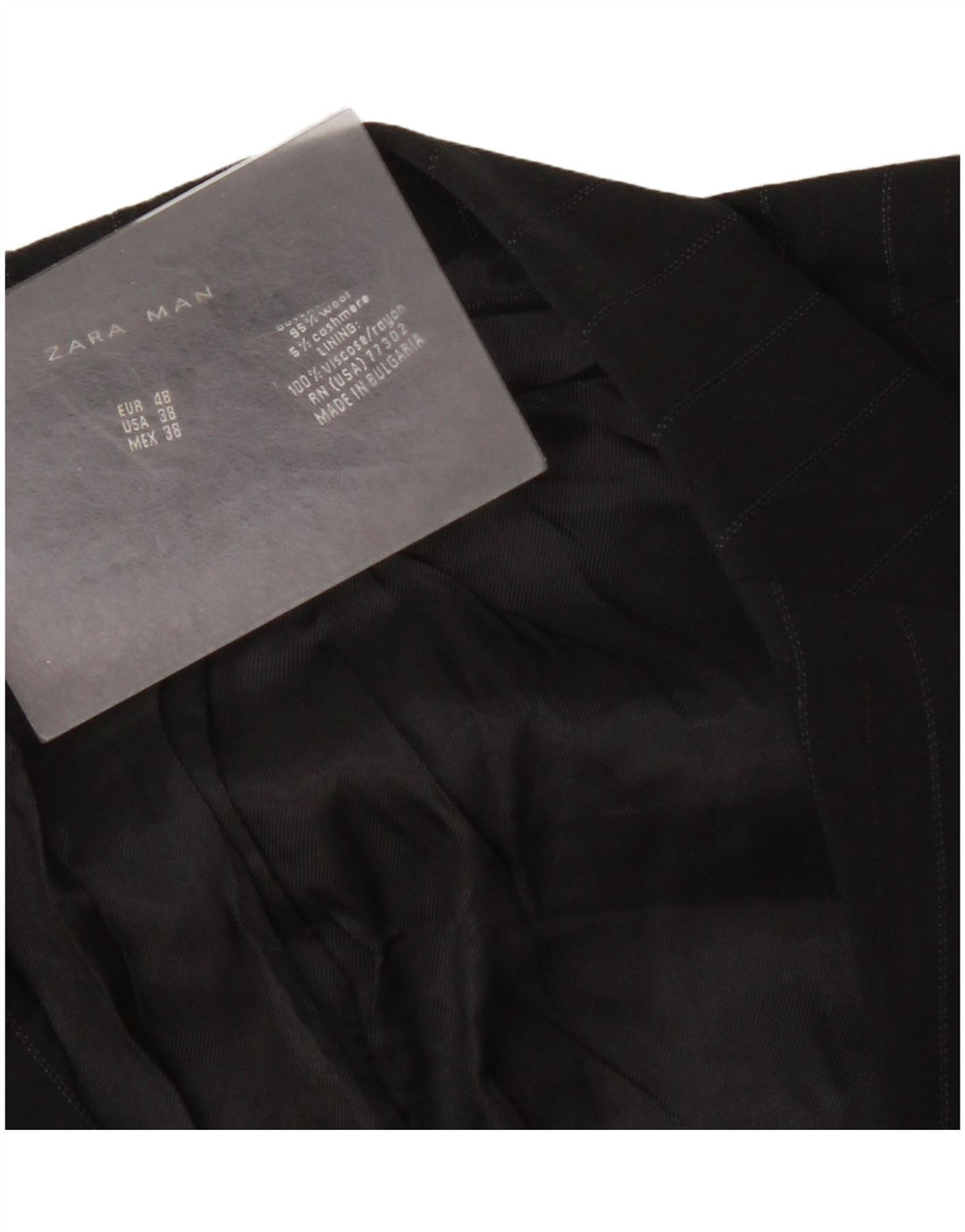 Zara Męska marynarka zapinana na 2 guziki EU 48 Średnia czarna wełna w prążki
