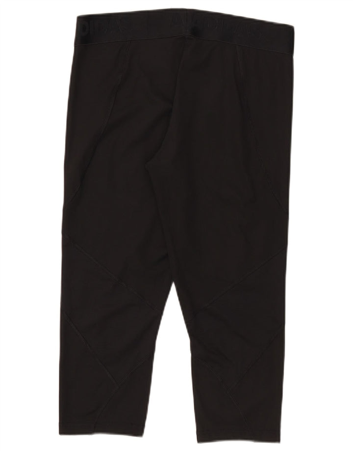 Damskie legginsy Adidas Tech Fit Capri UK 16/18, duże, czarne, poliestrowe