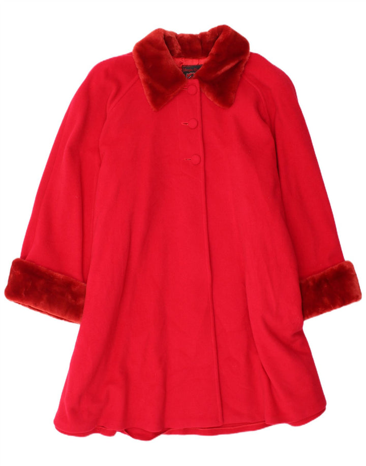 Płaszcz damski w stylu vintage UK 20 2XL Czerwona wełna dziewicza