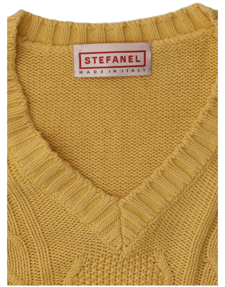 Męski sweter Stefanel z dekoltem w kształcie litery V, XL, żółty