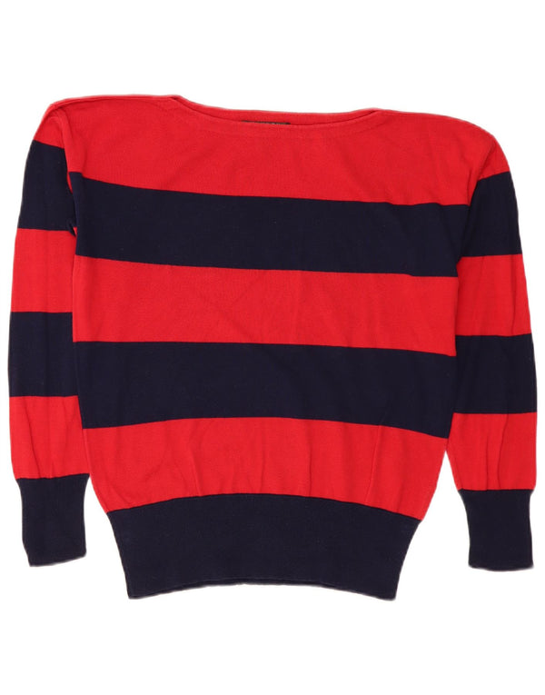 Damski sweter Ralph Lauren z dekoltem w łódkę UK 14, średni granatowy w paski