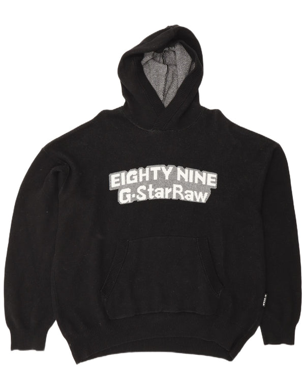Męski sweter z kapturem i grafiką G-STAR, duży, czarny, bawełniany