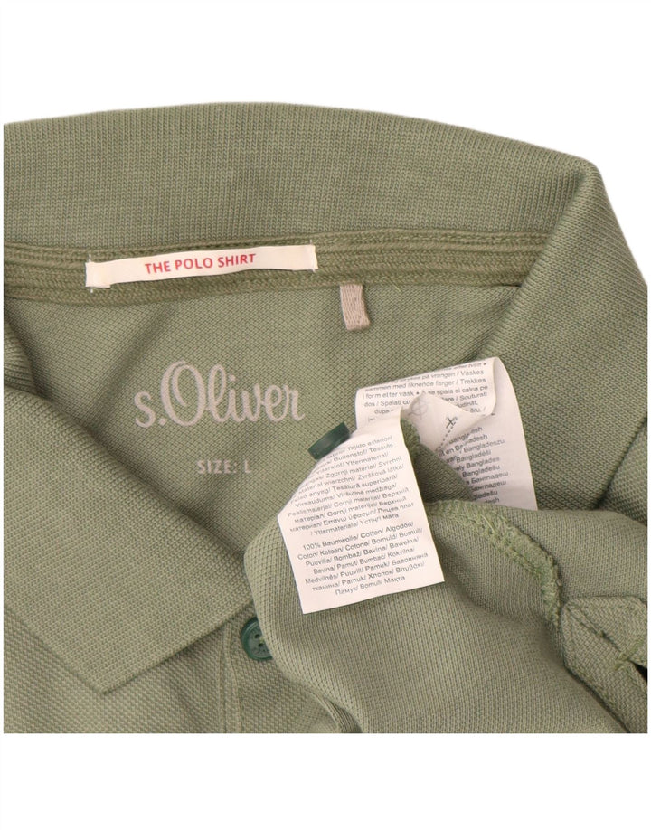 Męska koszulka polo S.Oliver, duża, zielona, bawełniana