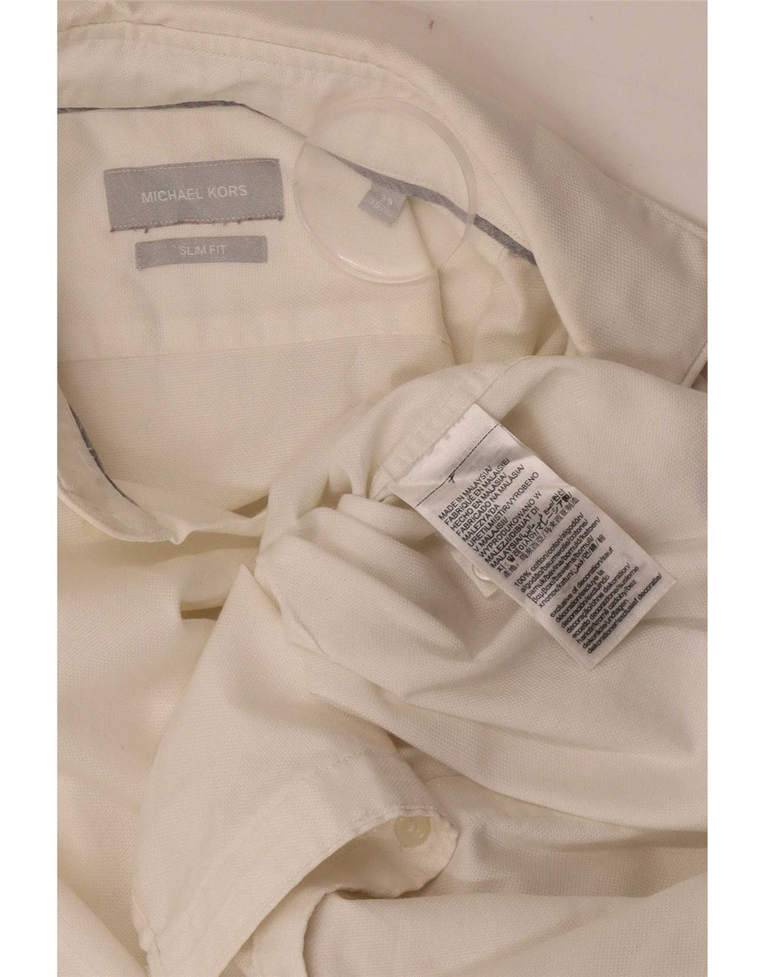 Koszula męska Michael Kors Slim Fit, rozmiar 39 15, średnia biała bawełna