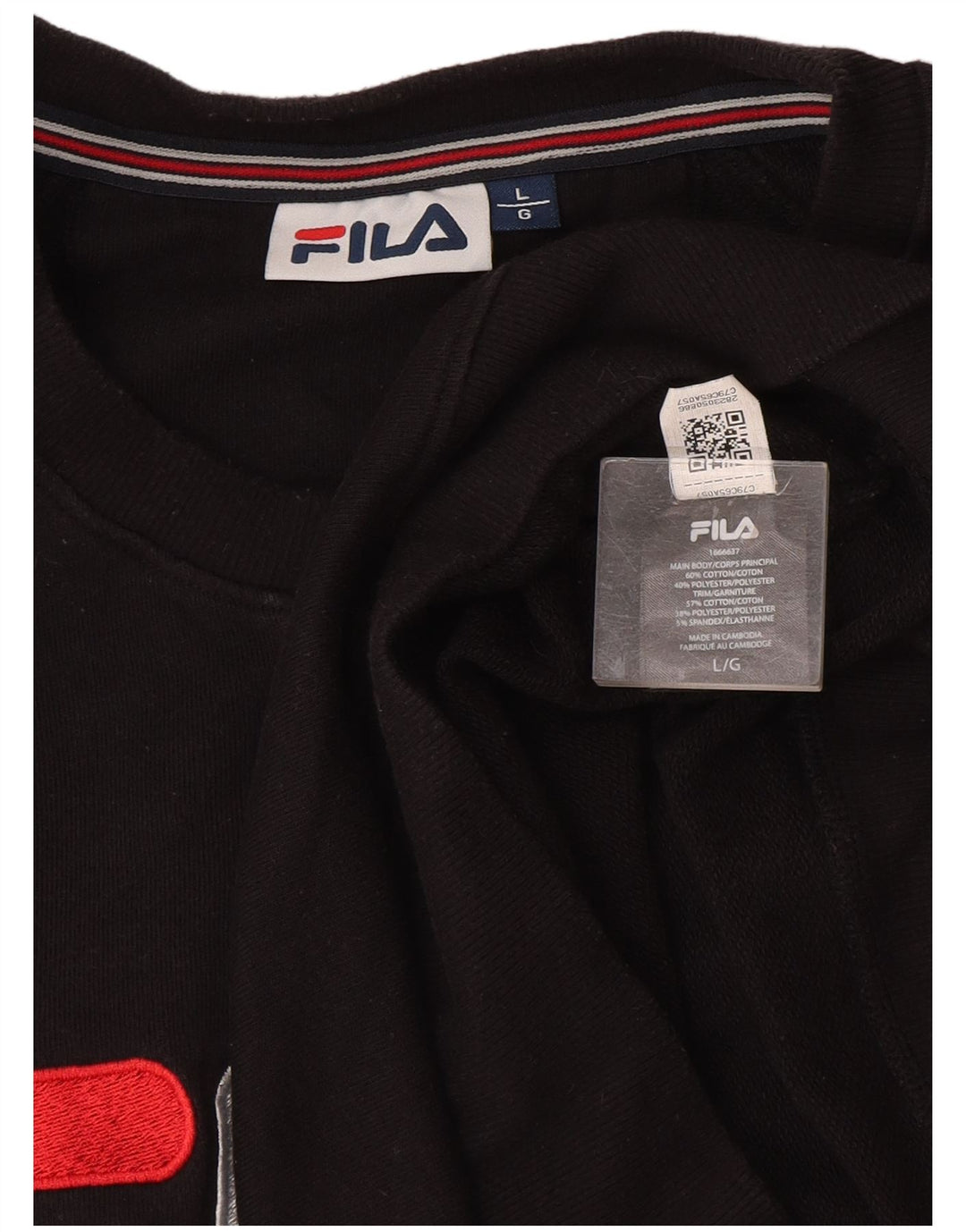 Męska bluza z grafiką Fila, duża, czarna, bawełniana