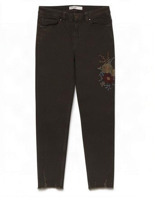Dżinsy Zara Damskie Z1975 Crop Slim EU 38 Small W28 L26 Khaki Floral