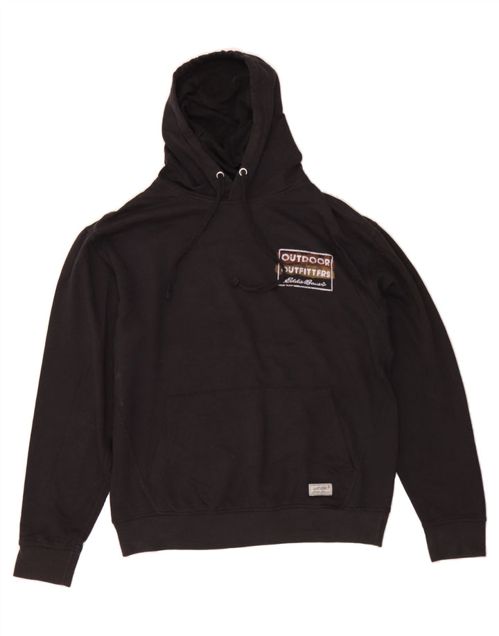 EDDIE BAUER Mens Graphic Hoodie Jumper Large Black Cotton Vintage Eddie Bauer and Second-Hand Eddie Bauer from Messina Hembry 