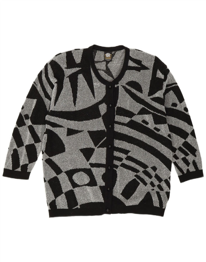 GOLDEN GATE Womens Cardigan Sweater IT 40/42 Medium Silver Geometric