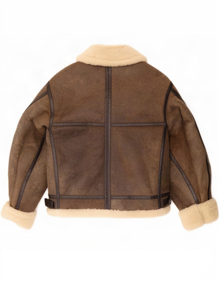 Męska kurtka Shearling Wallace Sacks UK 40, duża, szara skóra