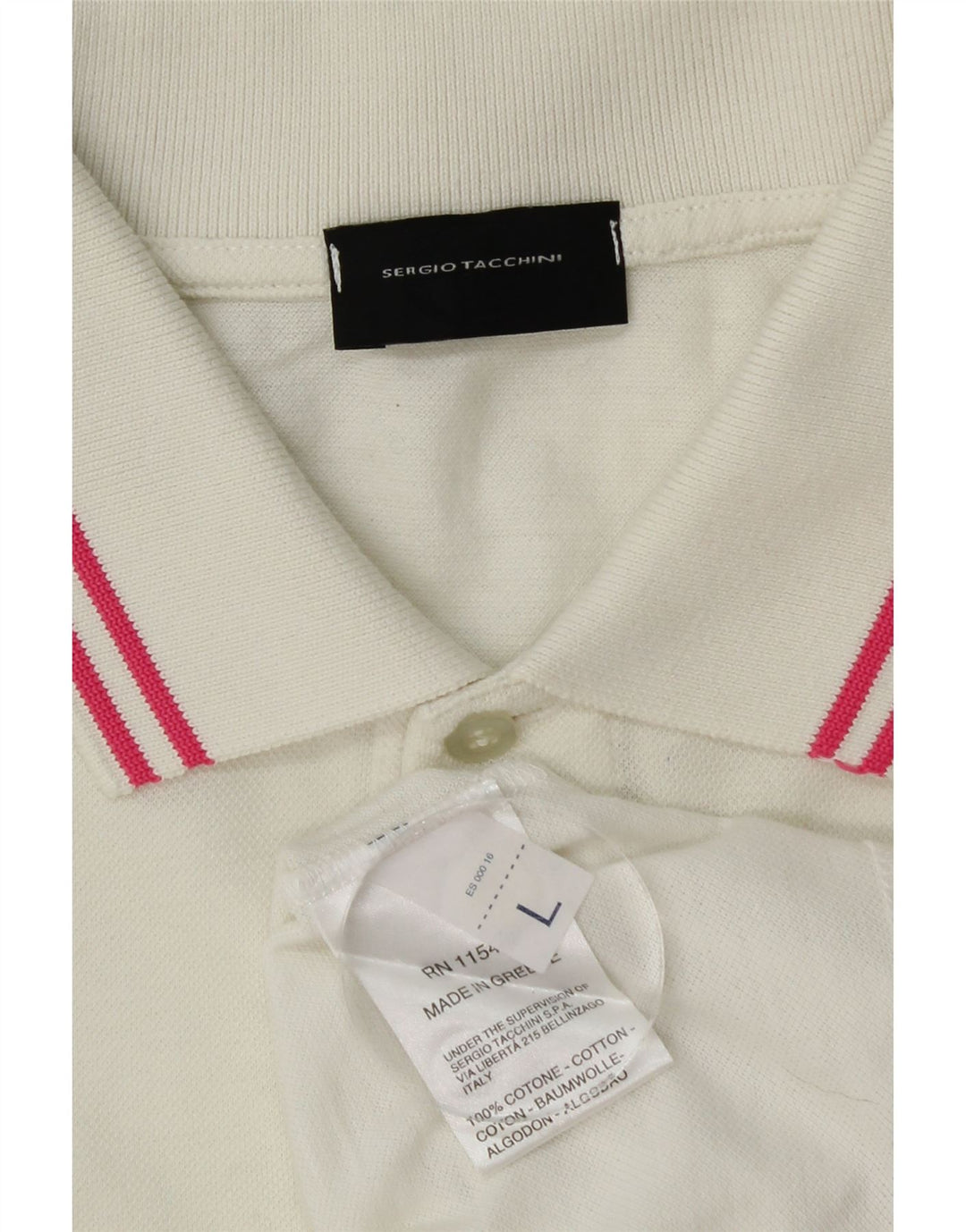 Męska koszulka polo SERGIO TACCHINI z długim rękawem, duża, złamanej bieli, bawełniana