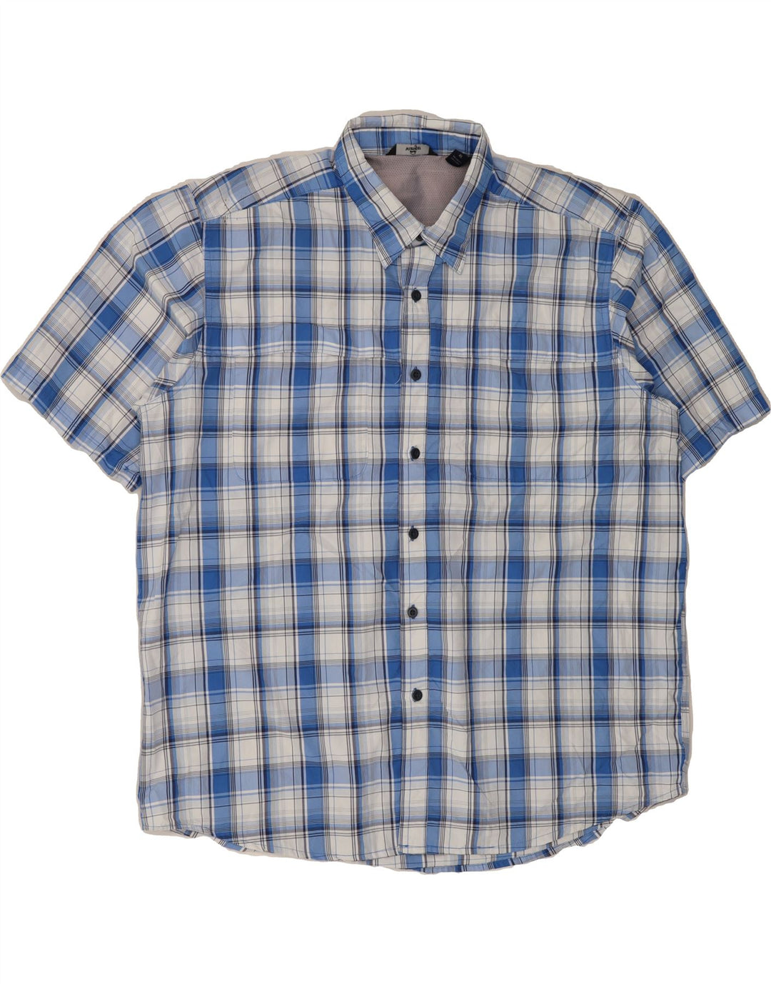 WRANGLER Mens Short Sleeve Shirt XL Blue Check Polyester Vintage Wrangler and Second-Hand Wrangler from Messina Hembry 