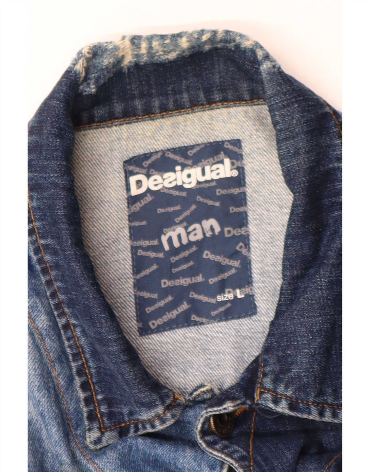 Męska kurtka dżinsowa Desigual UK 40, duża, niebieska, bawełniana