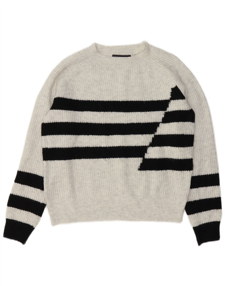 Marks & Spencer Damski sweter z okrągłym dekoltem UK 10 w małe szare paski