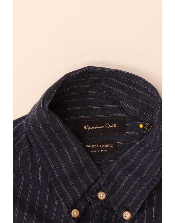 Koszula męska Massimo Dutti, duża, bawełniana w granatowe prążki