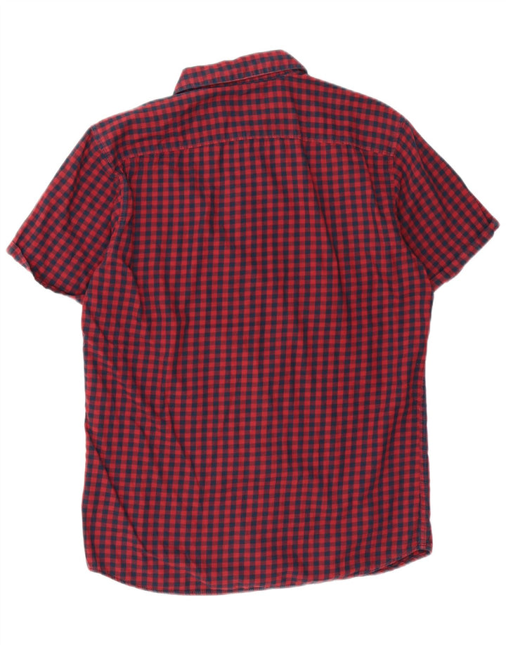 Koszula męska z krótkim rękawem Jack & Jones, bawełniana, w czerwoną kratkę