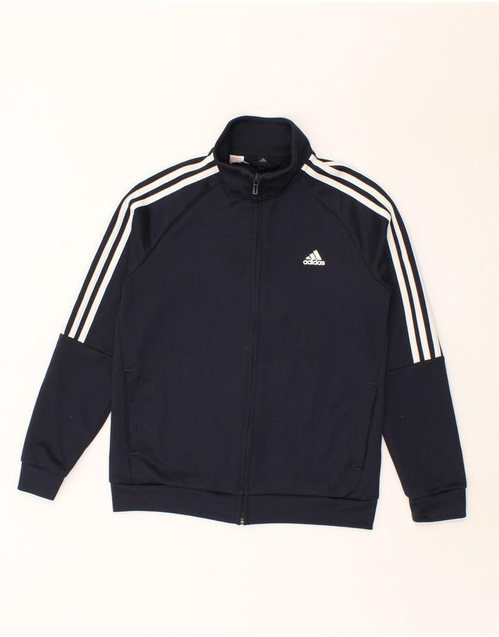 ADIDAS Boys Tracksuit Top Jacket 11-12 Years Navy Blue Polyester Vintage Adidas and Second-Hand Adidas from Messina Hembry 