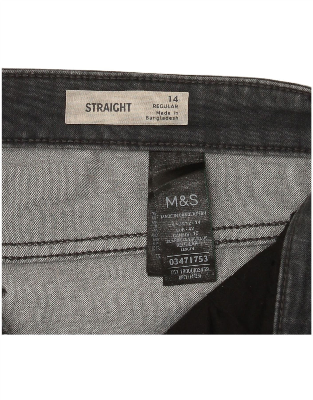 Marks & Spencer Damskie Regular Straight Jeans UK 14 Large W32 L30 Szary