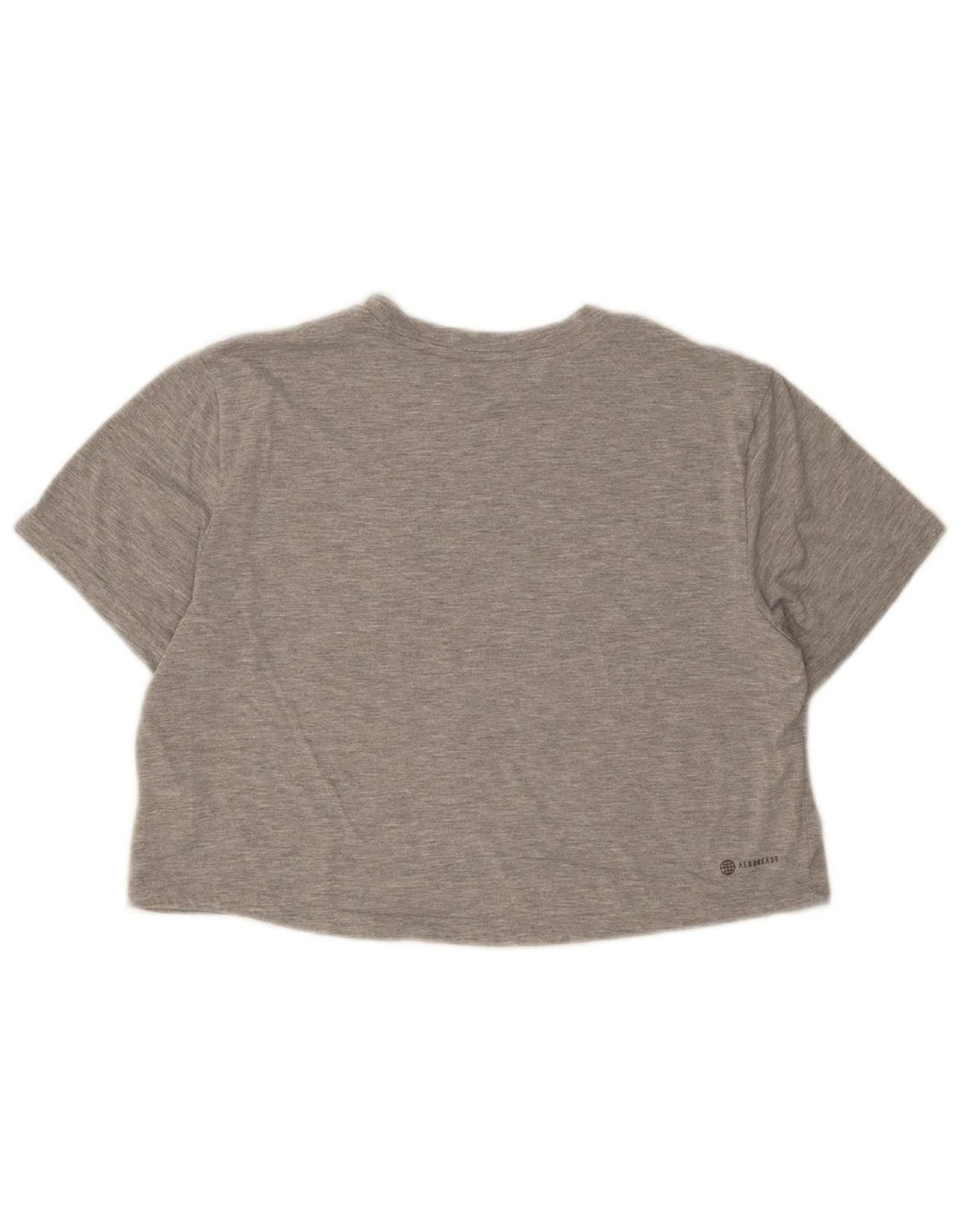 ADIDAS Womens Crop Graphic T-Shirt Top UK 12/14 Medium Grey Polyester