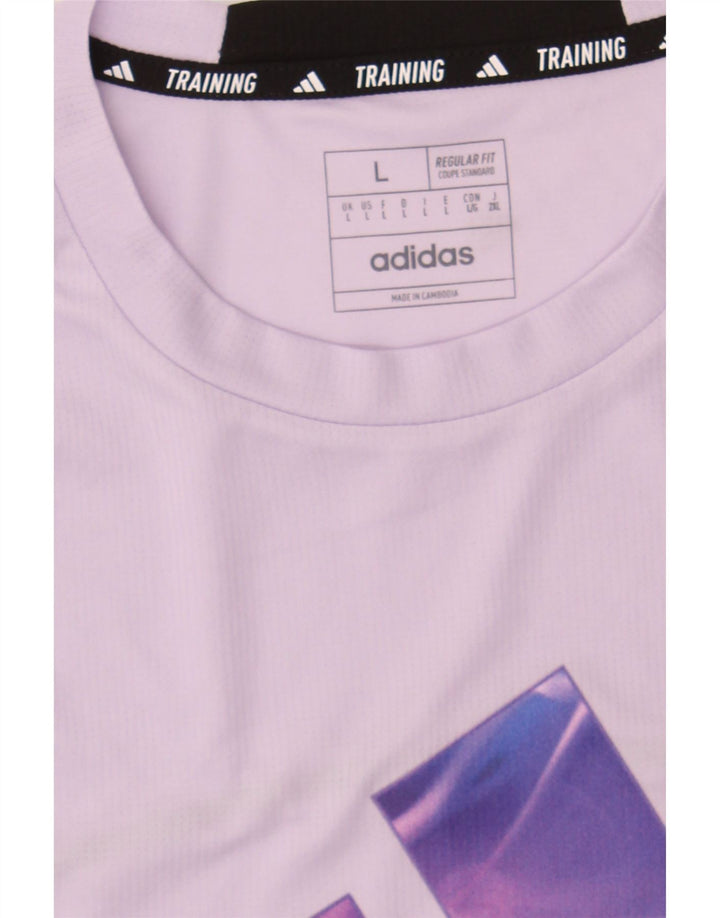 ADIDAS Mens Regular Fit Graphic T-Shirt Top Large Purple Polyester Vintage Adidas and Second-Hand Adidas from Messina Hembry 