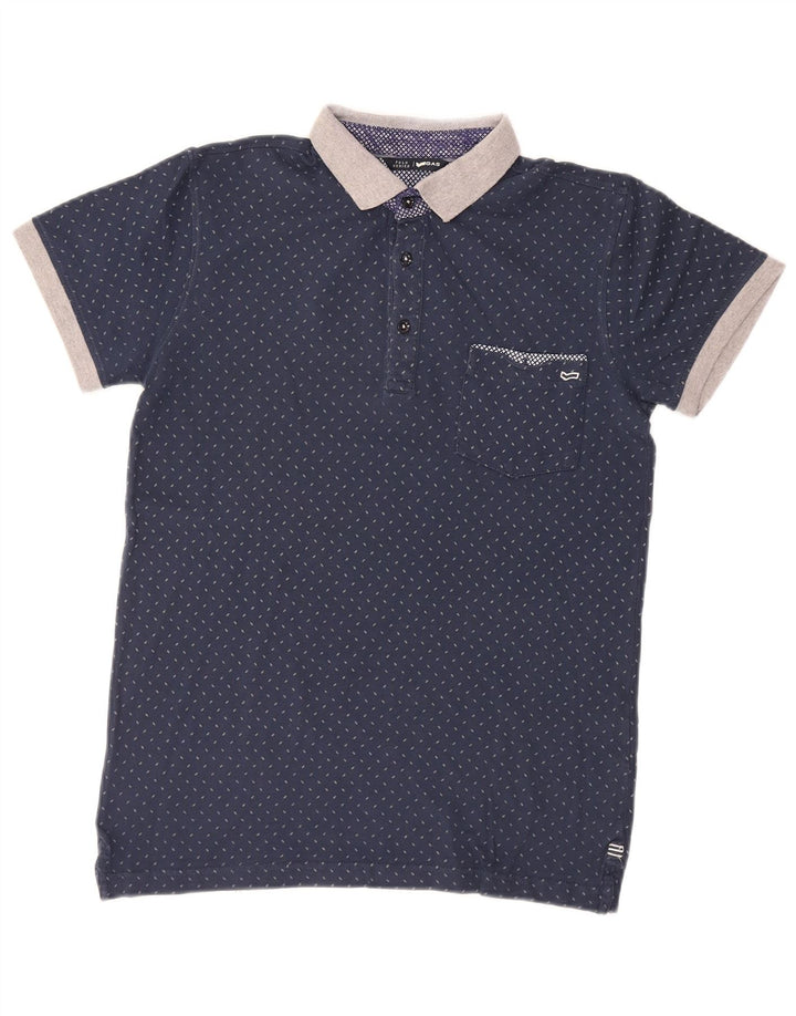GAS Mens Polo Shirt Small Navy Blue Spotted