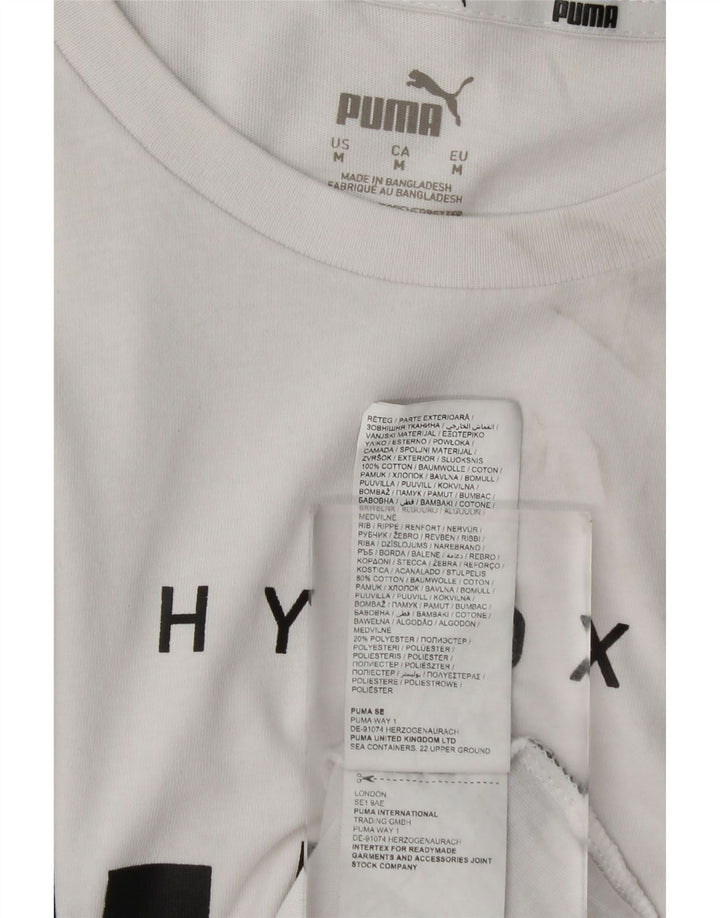 Męska koszulka z grafiką Puma, średnia, biała bawełna