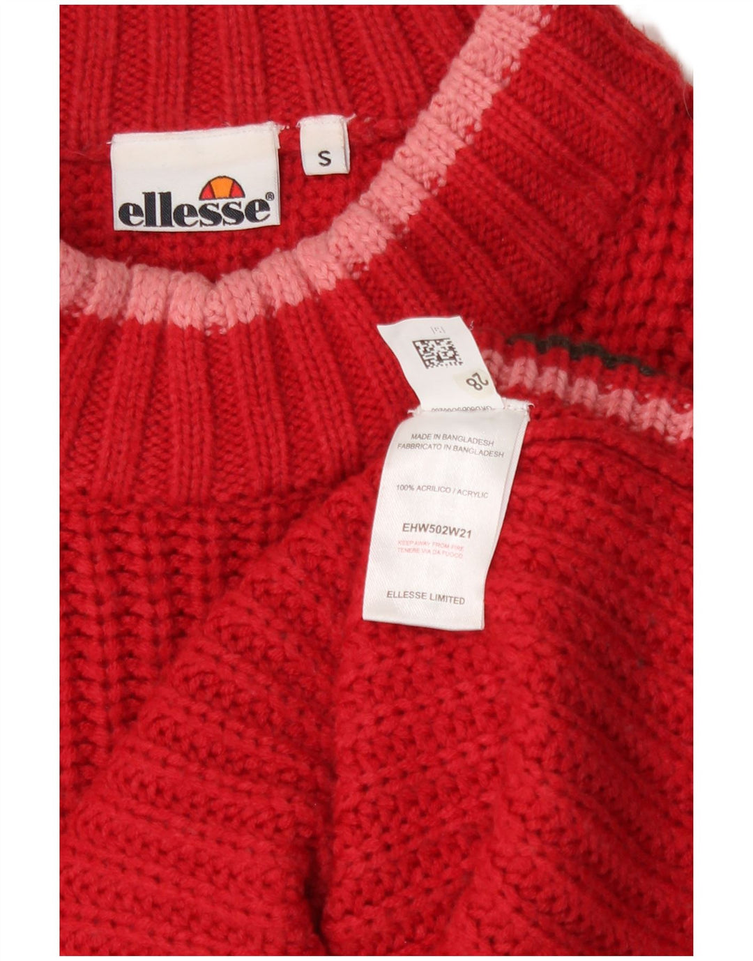Damski sweter Ellesse Crop Oversize z golfem UK 10 Small Red