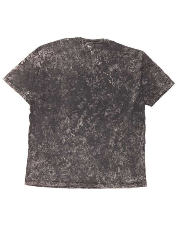Zara Mens Acid Wash Graphic T-Shirt Top Large Grey Tie Dye Cotton