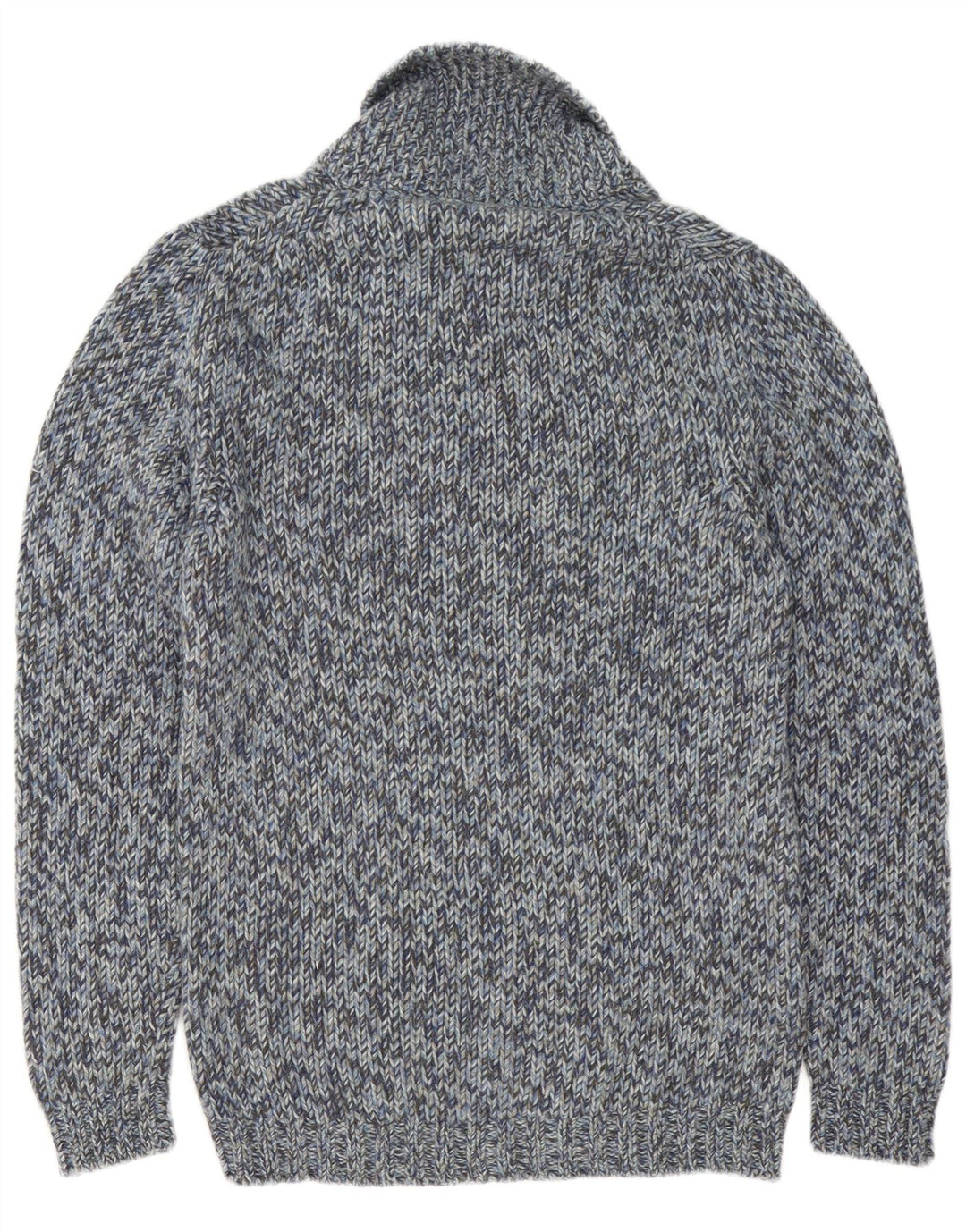 Męski sweter Fred Perry z szalowym dekoltem, średni niebieski, wełniany w cętki